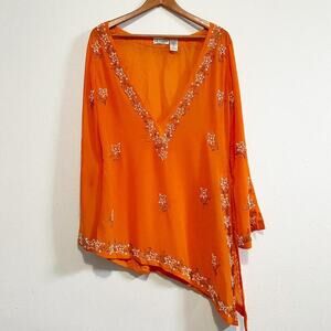 Vintage boho orange and white